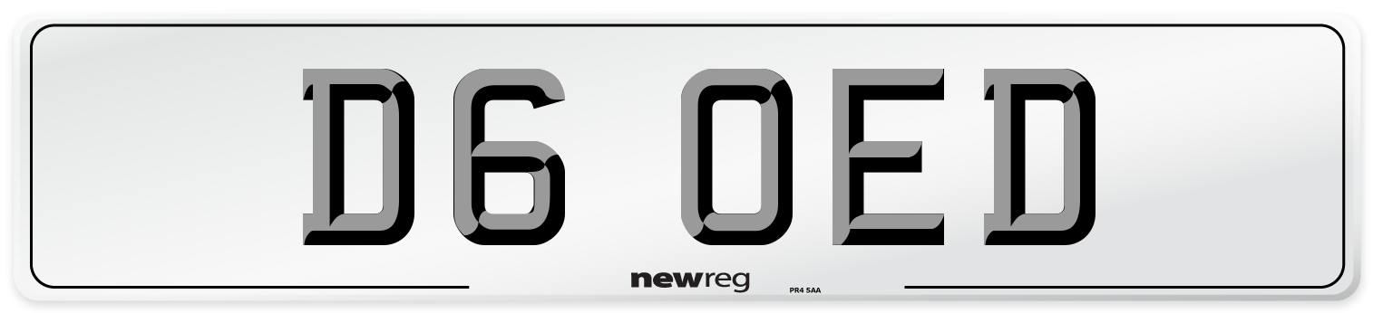 D6 OED Number Plate from New Reg